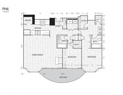 Whitney Uptown Apartments in Dallas, Texas PH6P Floor Plan